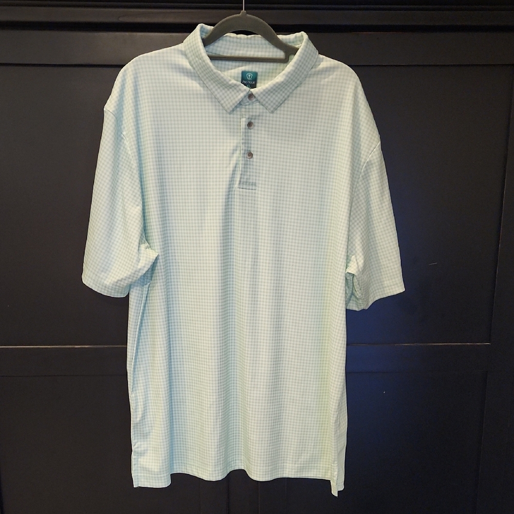 Pro Tour Mens XL Gingham Check Golf Polo